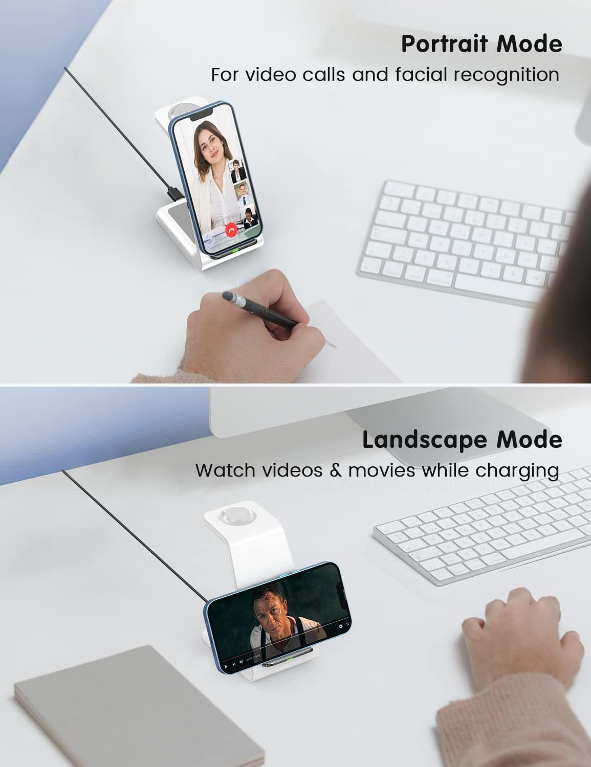 Wireless Charger for Iphone Charging Station: 3 in 1 Phone Charger Stand for Iphone 17/16/15/14/13/12/11/SE/X Pro Max plus - Apple Watch 11/10/9/Ultra 2/8/SE/7/6/5 - Airpods 4/Pro 2/3